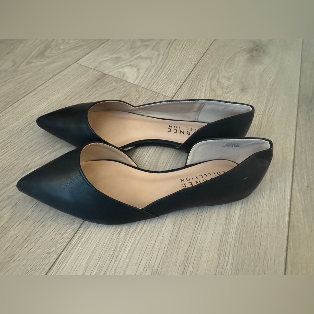 NEW Journee Collection Black Pointed Toe Flats, Size 6.5, no box